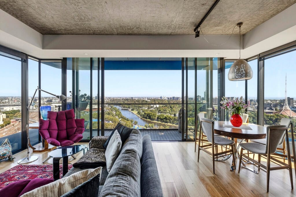 Living Room of 2401/82 Flinders Street, Melbourne