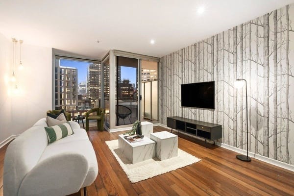 Living Room of 907/31 Spring Street, Melbourne