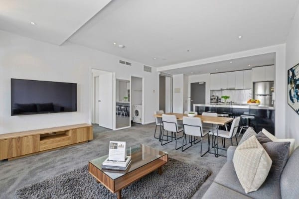 Living Room of 1703/620 Collins Street, Melbourne