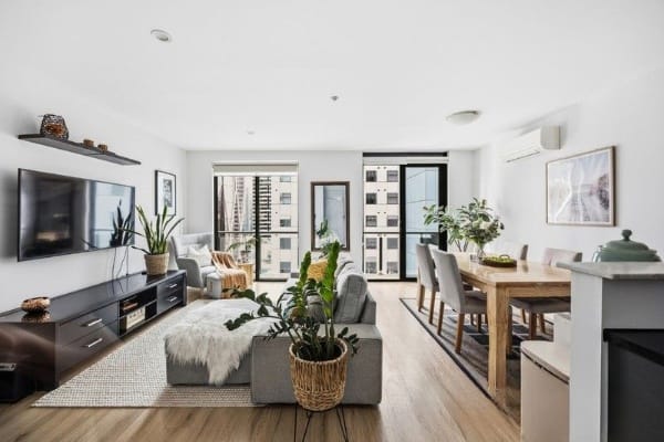 Living Room of 1708/87 Franklin Street, Melbourne