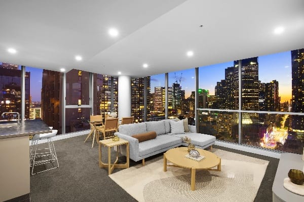 Living Room of 1909/68 La Trobe Street, Melbourne