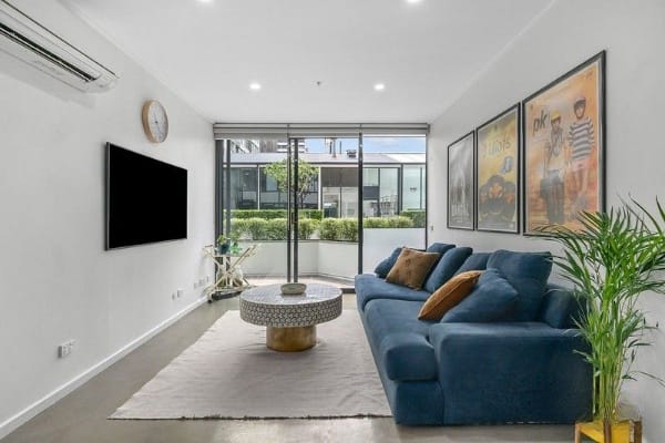 Living Room of 201/28 Bank Street, South Melbourne