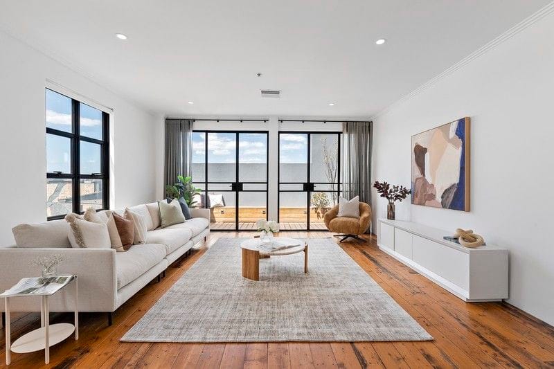 Living Room of 602/166 Flinders Street, Melbourne