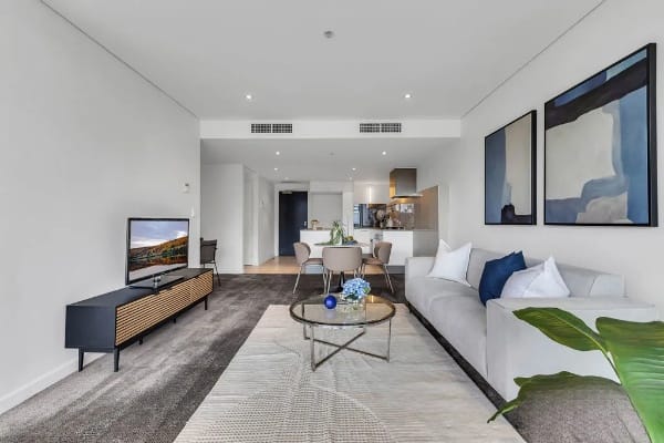 Living Room of 602/60 Lorimer Street, Docklands