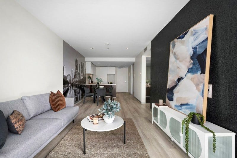 Living Room of 607/1 Roy Street, Melbourne