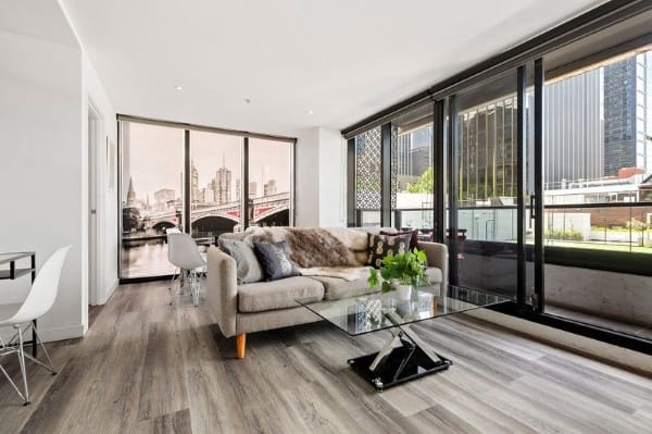 Living Room of 702/7 Katherine Place, Melbourne