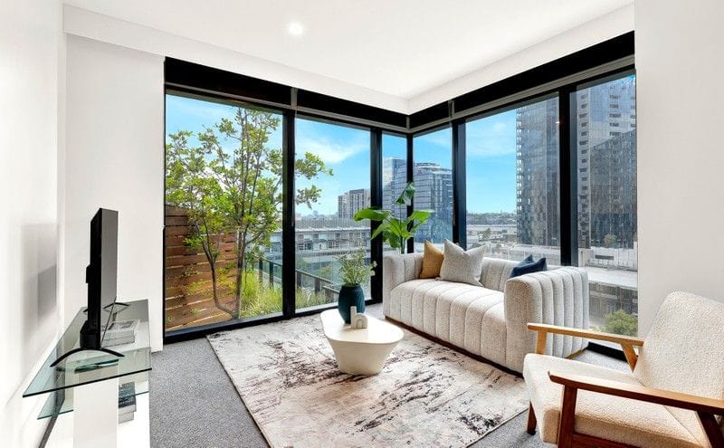 Living Room of 810/8 Pearl River Road, Docklands