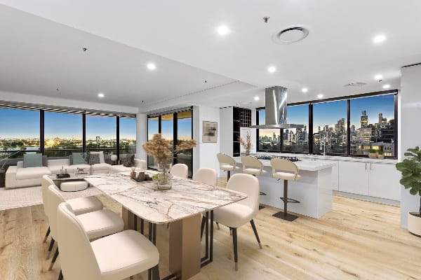 Living Room of 8D/29 Queens Road, Melbourne