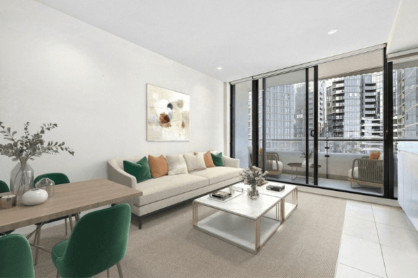 Living Room of 914/52 Park Street, South Melbourne