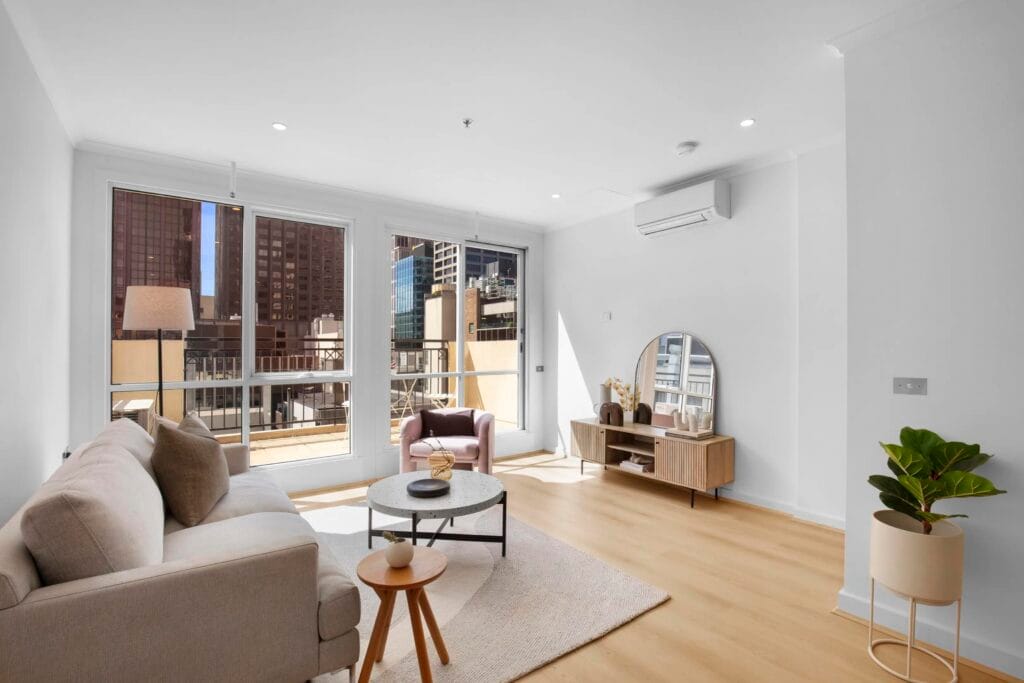 Living Room of 1118/422 Collins Street, Melbourne
