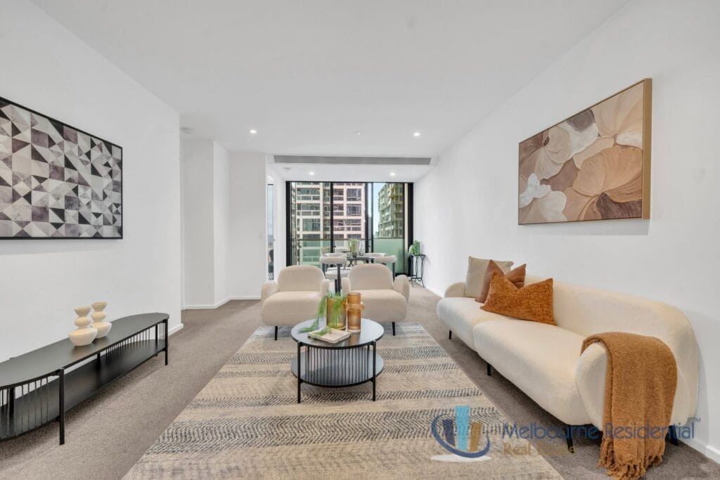 Living Room of 2402/618 Lonsdale Street, Melbourne