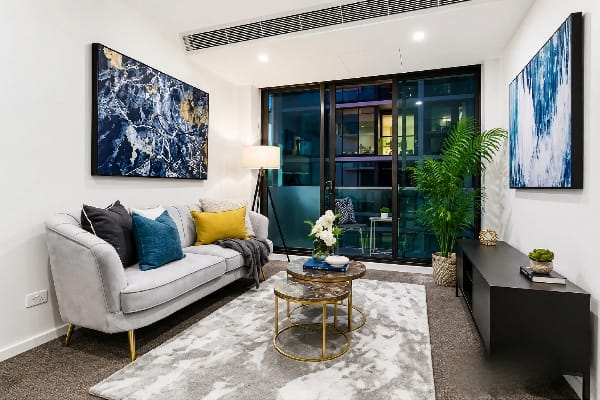 Living Room of 3409/618 Lonsdale Street, Melbourne